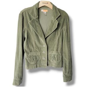 Tulle Anthropology women's Sage green corduroy button-down Cropped jacket